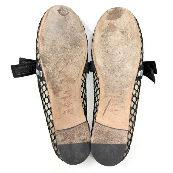 Dior Miss J'Adior Resille Ribbon Mesh Ballet Flats Black 39.5 - Picture 8 of 9
